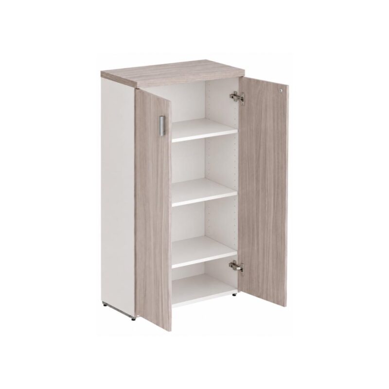 Móveis para Escritório Armário Alto Fechado Escritório com 02 Portas – 1,60×0,80×0,46m – Fresno / Branco - 71020