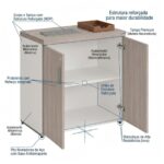 Móveis para Escritório Armário Baixo Escritório com 02 Portas - 0,80x0,0,46m - Fresno / Branco - 71024