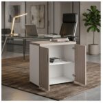 Móveis para Escritório Armário Baixo Escritório com 02 Portas - 0,80x0,0,46m - Fresno / Branco - 71024