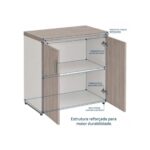 Móveis para Escritório Armário Baixo Escritório com 02 Portas - 0,80x0,0,46m - Fresno / Branco - 71024