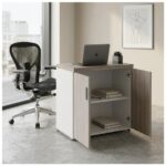 Móveis para Escritório Armário Baixo Escritório com 02 Portas - 0,80x0,0,46m - Fresno / Branco - 71024