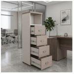 Móveis para Escritório Arquivo 04 Gavetas Pasta Suspensa com Nicho - 1,62x0,46x0,46m - Fresno / Branco - 71025