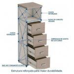 Móveis para Escritório Arquivo 04 Gavetas Pasta Suspensa com Nicho - 1,62x0,46x0,46m - Fresno / Branco - 71025