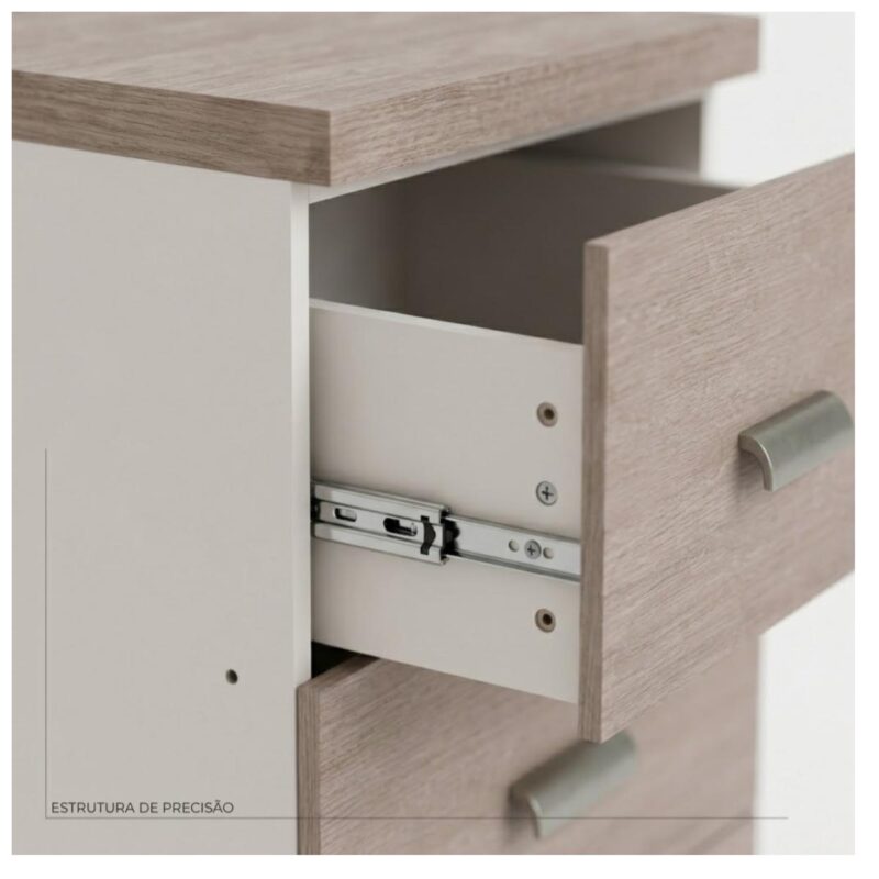 Móveis para Escritório Arquivo 04 Gavetas Pasta Suspensa com Nicho - 1,62x0,46x0,46m - Fresno / Branco - 71025