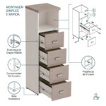 Móveis para Escritório Arquivo 04 Gavetas Pasta Suspensa com Nicho - 1,62x0,46x0,46m - Fresno / Branco - 71025