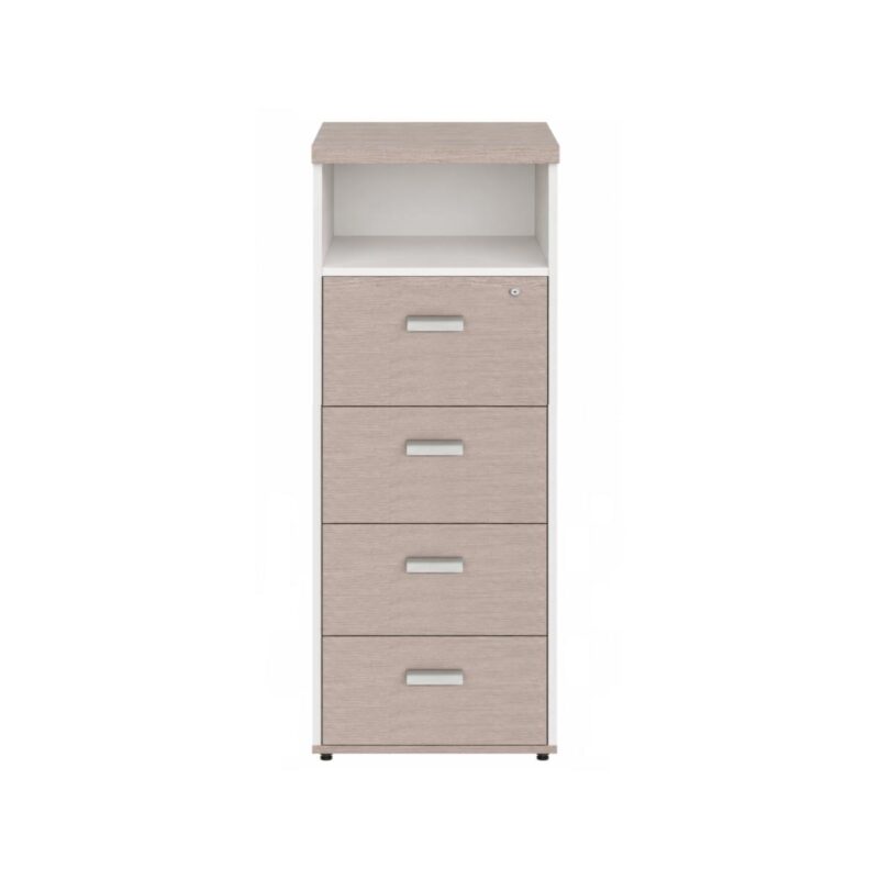 Móveis para Escritório Arquivo 04 Gavetas Pasta Suspensa com Nicho - 1,62x0,46x0,46m - Fresno / Branco - 71025