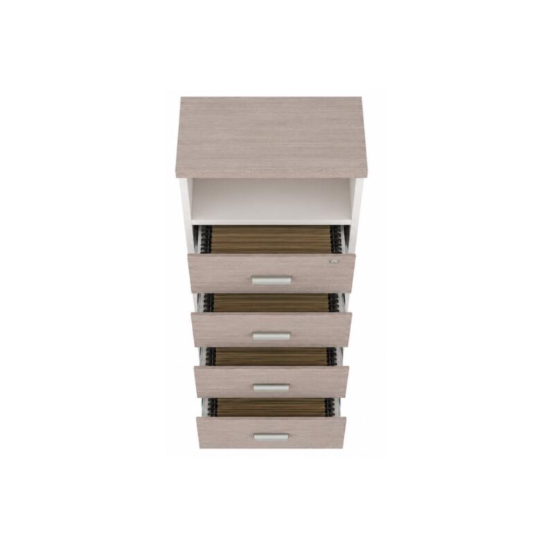 Móveis para Escritório Arquivo 04 Gavetas Pasta Suspensa com Nicho - 1,62x0,46x0,46m - Fresno / Branco - 71025