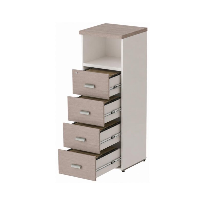 Móveis para Escritório Arquivo 04 Gavetas Pasta Suspensa com Nicho - 1,62x0,46x0,46m - Fresno / Branco - 71025