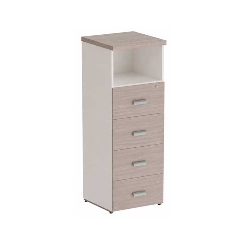 Móveis para Escritório Arquivo 04 Gavetas Pasta Suspensa com Nicho - 1,62x0,46x0,46m - Fresno / Branco - 71025