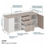 Móveis para Escritório Mesa Diretoria para Escritório 2,10x1,60m com Balcão Lado Direito -  Fresno /Branco - 71101