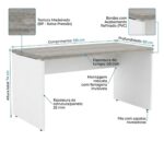Móveis para Escritório Mesa para Escritório Reta 1,20x0,60m - S/ Gavetas - Fresno / Branco - 71102