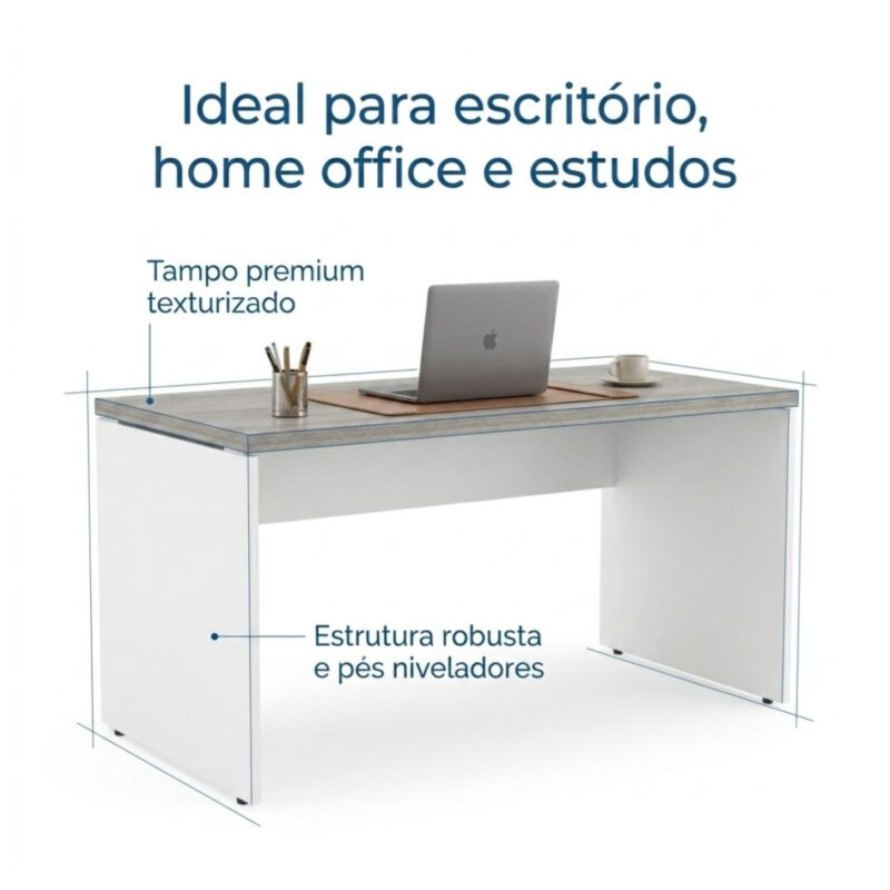 Móveis para Escritório Mesa para Escritório Reta 1,20x0,60m - S/ Gavetas - Fresno / Branco - 71102