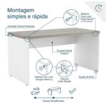 Móveis para Escritório Mesa para Escritório Reta 1,20x0,60m - S/ Gavetas - Fresno / Branco - 71102