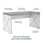 Móveis para Escritório Mesa para Escritório Reta 1,70x0,70m - S/ Gavetas - Fresno / Branco - 71104