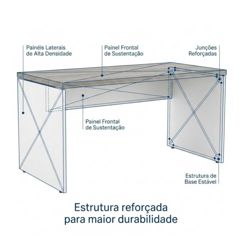 Móveis para Escritório Mesa para Escritório Reta 1,70x0,70m - S/ Gavetas - Fresno / Branco - 71104