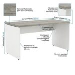 Móveis para Escritório Mesa para Escritório Reta 1,50x0,60m - S/ Gavetas - Fresno / Branco - 71103