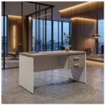 Móveis para Escritório Mesa para Escritório 1,50x0,60m - S/ Gavetas - Fresno / Branco - 71106