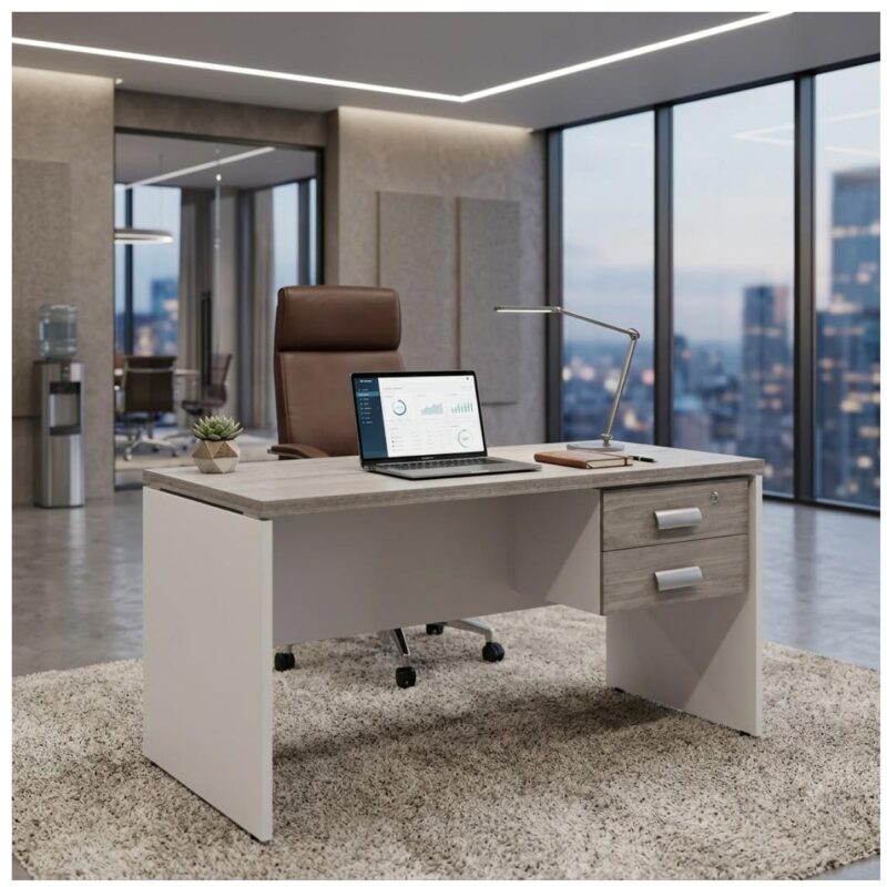 Móveis para Escritório Mesa para Escritório 1,70x0,70m - Com Gavetas - Fresno / Branco - 71105