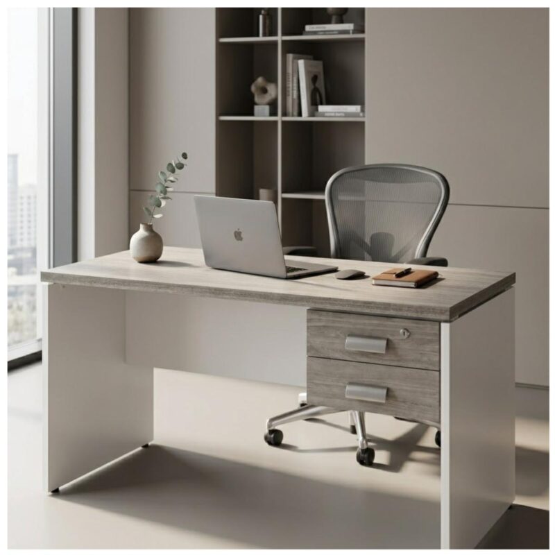 Móveis para Escritório Mesa para Escritório 1,20x0,60m - C/ Gavetas - Fresno / Branco - 71107