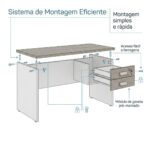 Móveis para Escritório Mesa para Escritório 1,50x0,60m - S/ Gavetas - Fresno / Branco - 71106