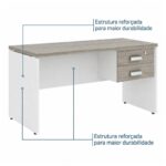 Móveis para Escritório Mesa para Escritório 1,70x0,70m - Com Gavetas - Fresno / Branco - 71105