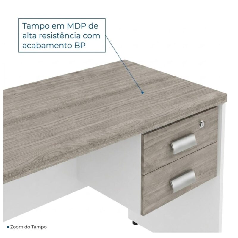 Móveis para Escritório Mesa para Escritório 1,20x0,60m - C/ Gavetas - Fresno / Branco - 71107