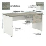 Móveis para Escritório Mesa para Escritório 1,20x0,60m - C/ Gavetas - Fresno / Branco - 71107