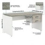 Móveis para Escritório Mesa para Escritório 1,50x0,60m - S/ Gavetas - Fresno / Branco - 71106
