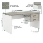 Móveis para Escritório Mesa para Escritório 1,70x0,70m - Com Gavetas - Fresno / Branco - 71105
