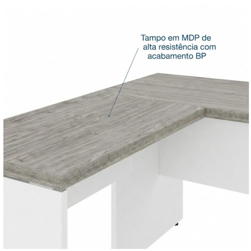 Móveis para Escritório Mesa em L (Mesa 1,50x0,60m + Mesa Auxiliar) PÉ PAINEL – C/ Gavetas – 71108