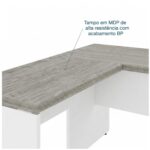 Móveis para Escritório Mesa em L (Mesa 1,50x0,60m + Mesa Auxiliar) PÉ PAINEL – C/ Gavetas – 71108