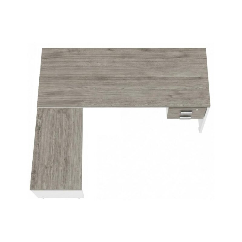 Móveis para Escritório Mesa para escritório Pé Painel (Mesa 1,70x0,70m + Mesa Auxiliar) com 02 Gavetas – Fresno / Branco - 71109