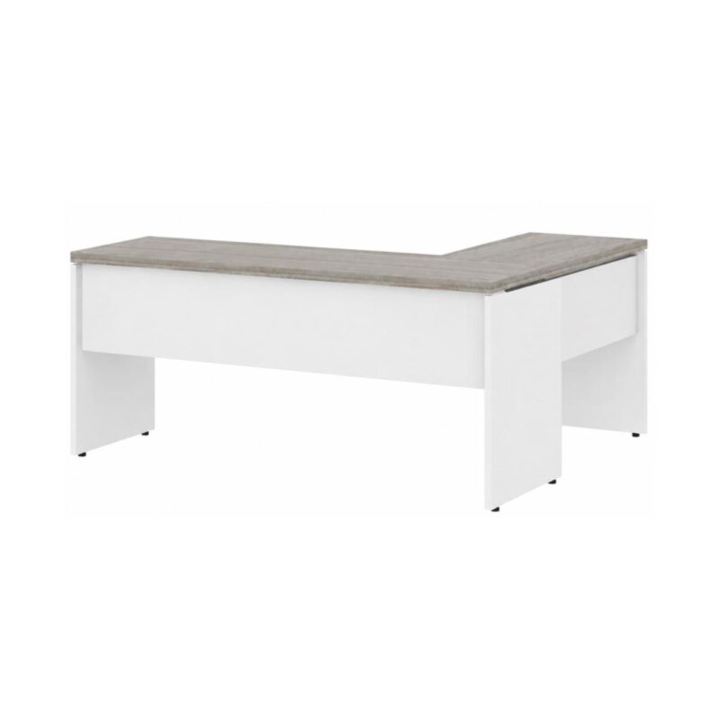 Móveis para Escritório Mesa para escritório Pé Painel (Mesa 1,70x0,70m + Mesa Auxiliar) com 02 Gavetas – Fresno / Branco - 71109