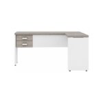 Móveis para Escritório Mesa para escritório Pé Painel (Mesa 1,70x0,70m + Mesa Auxiliar) com 02 Gavetas – Fresno / Branco - 71109