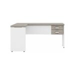 Móveis para Escritório Mesa para escritório Pé Painel (Mesa 1,70x0,70m + Mesa Auxiliar) com 02 Gavetas – Fresno / Branco - 71109