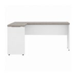 Móveis para Escritório Mesa para escritório Pé Painel (Mesa 1,50x0,60m + Mesa Auxiliar) s/ Gavetas – Fresno / Branco - 71110