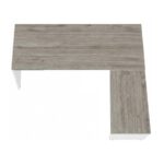 Móveis para Escritório Mesa para escritório Pé Painel (Mesa 1,50x0,60m + Mesa Auxiliar) s/ Gavetas – Fresno / Branco - 71110