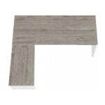 Móveis para Escritório Mesa para escritório Pé Painel (Mesa 1,50x0,60m + Mesa Auxiliar) s/ Gavetas – Fresno / Branco - 71110