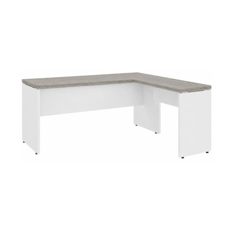 Móveis para Escritório Mesa para escritório Pé Painel (Mesa 1,50x0,60m + Mesa Auxiliar) s/ Gavetas – Fresno / Branco - 71110