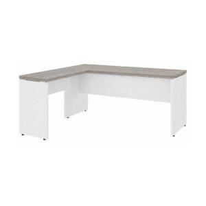 Móveis para Escritório Mesa para escritório Pé Painel (Mesa 1,50x0,60m + Mesa Auxiliar) s/ Gavetas – Fresno / Branco - 71110