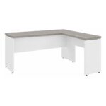 Móveis para Escritório Mesa para escritório Pé Painel (Mesa 1,70x0,70m + Mesa Auxiliar) s/ Gavetas – Fresno / Branco - 71111