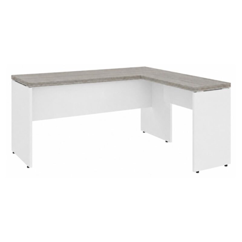 Móveis para Escritório Mesa para escritório Pé Painel (Mesa 1,70x0,70m + Mesa Auxiliar) s/ Gavetas – Fresno / Branco - 71111