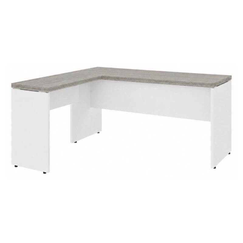 Móveis para Escritório Mesa para escritório Pé Painel (Mesa 1,70x0,70m + Mesa Auxiliar) s/ Gavetas – Fresno / Branco - 71111 Móveis para Escritório Mesa para escritório Pé Painel (Mesa 1,70x0,70m + Mesa Auxiliar) s/ Gavetas – Fresno / Branco - 71111