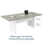 Móveis para Escritório Mesa de Reunião Retangular 2,00x0,90m - C/ Caixa de Tomadas - Fresno / Branco - 71118