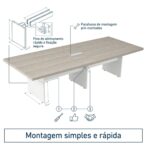 Móveis para Escritório Mesa de Reunião Escritório Retangular 3,00x1,20m - C/ Caixa de Tomadas - Fresno / Branco - 71113