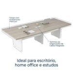 Móveis para Escritório Mesa de Reunião Escritório Retangular 3,00x1,20m - C/ Caixa de Tomadas - Fresno / Branco - 71113