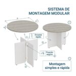 Móveis para Escritório Mesa de Reunião Escritório Redonda 1,00m - Fresno / Branco - 71115
