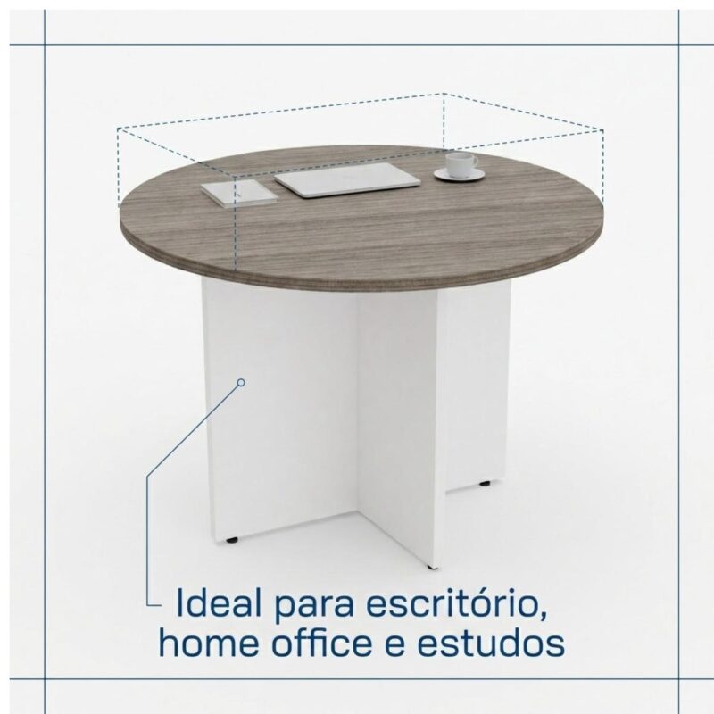 Móveis para Escritório Mesa de Reunião Escritório Redonda 1,00m - Fresno / Branco - 71115