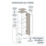 Móveis para Escritório Armário Escritório Torre Fechada 1,60x045m com 03 Bandejas - Fresno / Branco - 71116