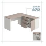 Móveis para Escritório Mesa Diretoria para Escritório 2,10x1,60m com Balcão Lado Direito -  Fresno /Branco - 71101